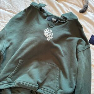 Darc Sport Forest Green Crewneck Pullover with White Wolf Graphic